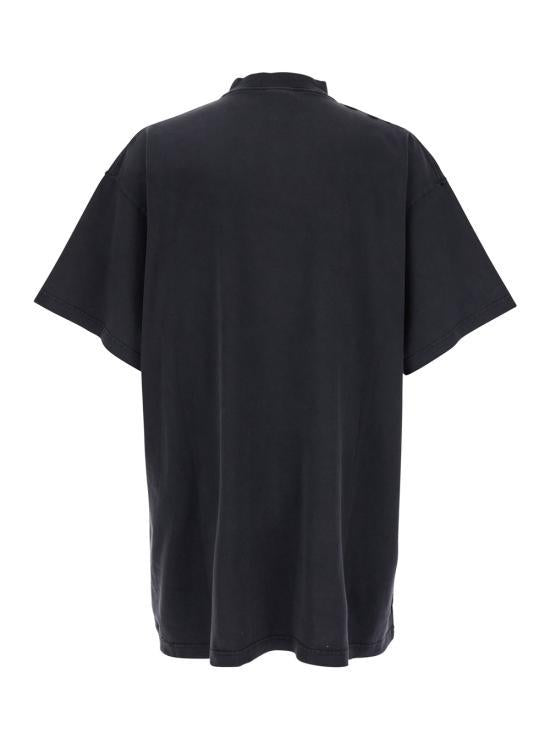 BALENCIAGA Black Cotton Short Sleeve T-Shirt for Men