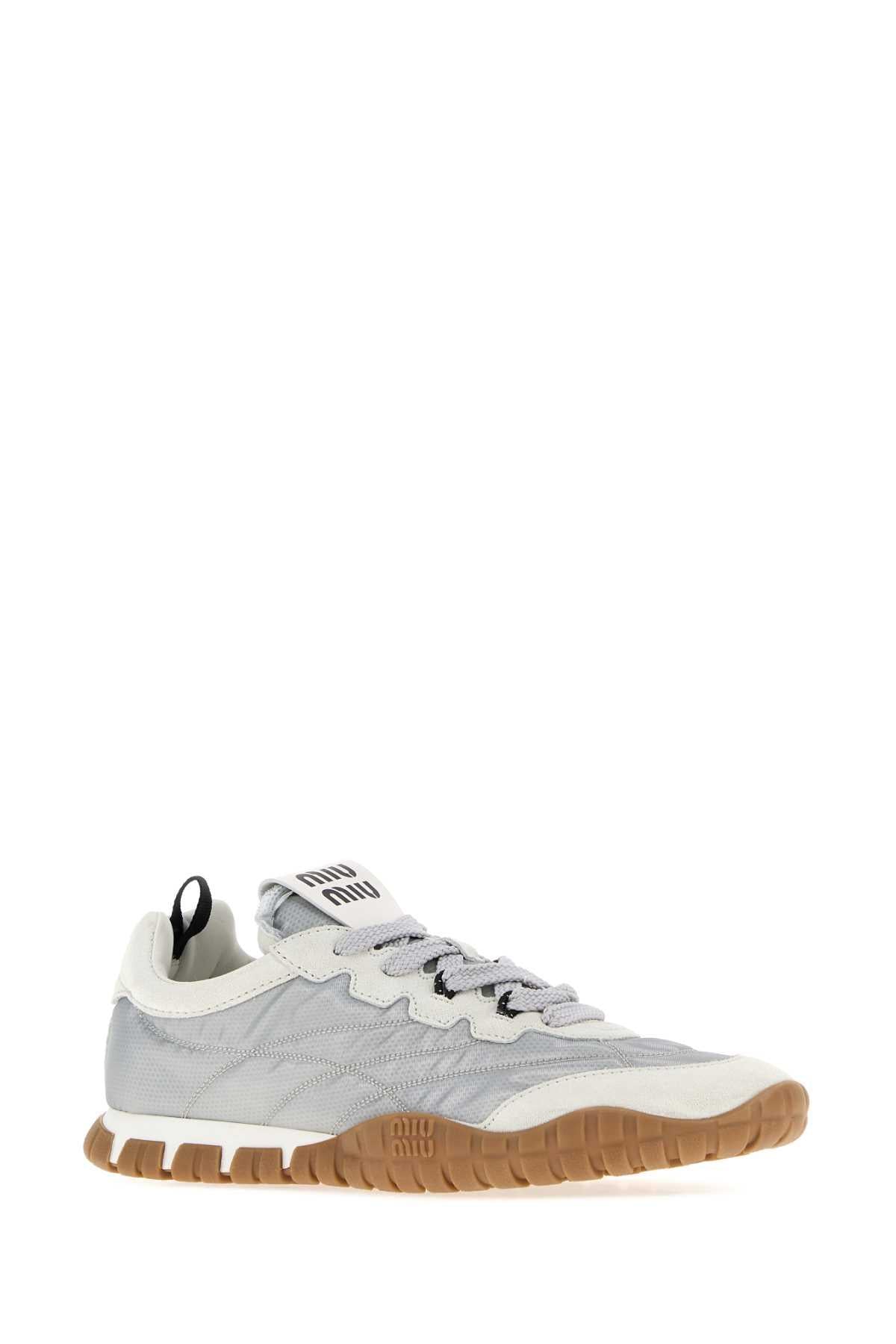 Miu Miu Leather Low-Top Sneakers White