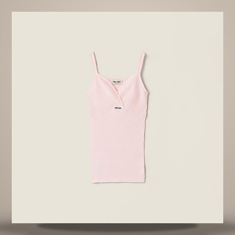 Miu Miu Cotton Knit Top MMV306 18IL F0AL2