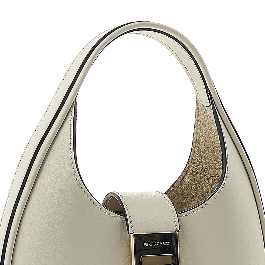 Ferragamo Gancini Soft Mini Tote Bag Mascarpone Calf Leather 0764456 1