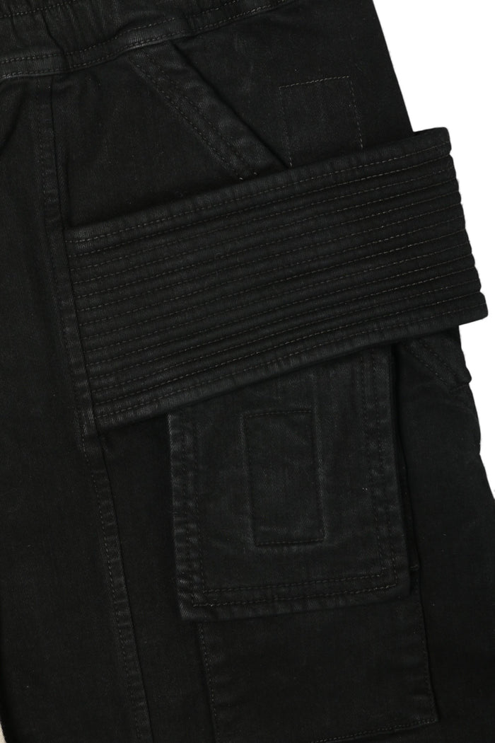 Rick Owens DRKSHDW Creatch Cargo Black Stretch Denim Pants
