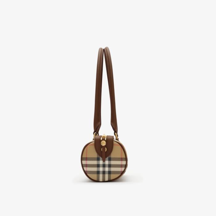 BURBERRY Mini Check Barrel Tote Bag Beige