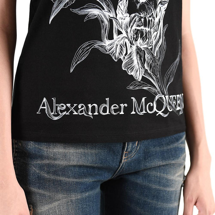 Alexander Mcqueen Iris Logo Print Short Sleeve T-Shirt Black