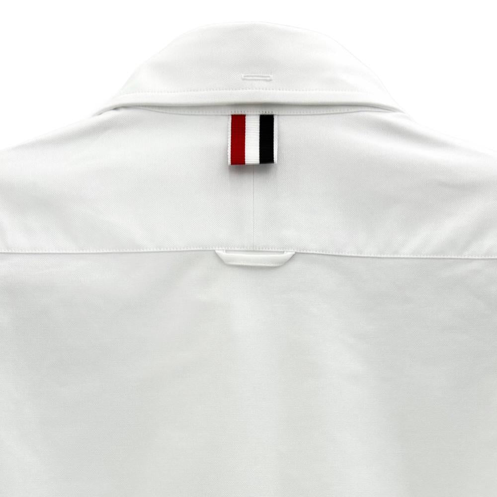 THOM BROWNE Oxford Shirt with Arm Stripe Detail Long Sleeve White