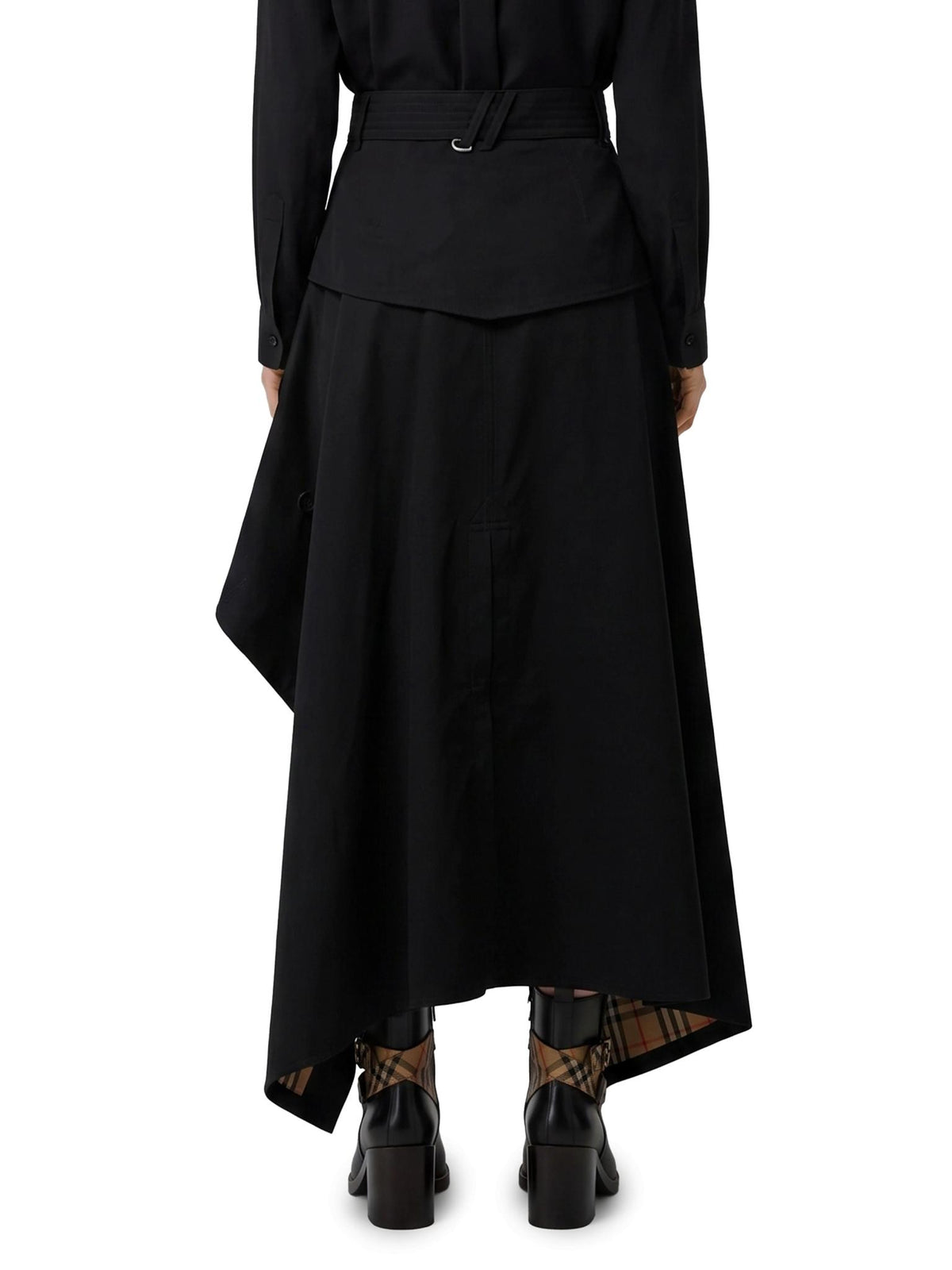 BURBERRY Black Long Sleeve Midi Dress