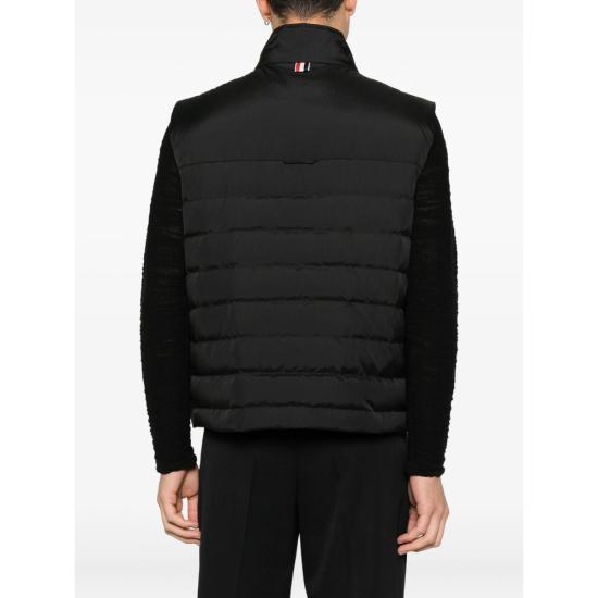 THOM BROWNE Shiny Ripstop Lightweight Down 4-Bar Vest Black