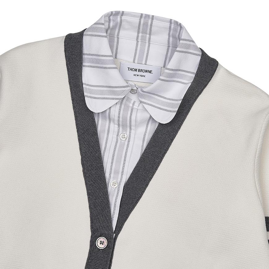 THOM BROWNE Women's 4-Bar Stripe Oxford Shirt Cardigan FKC534A Y3007 100
