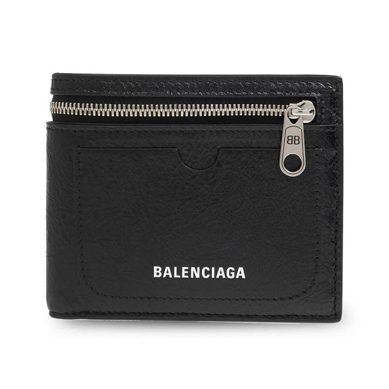 BALENCIAGA Super Busy Leather Bifold Wallet Black Men’s