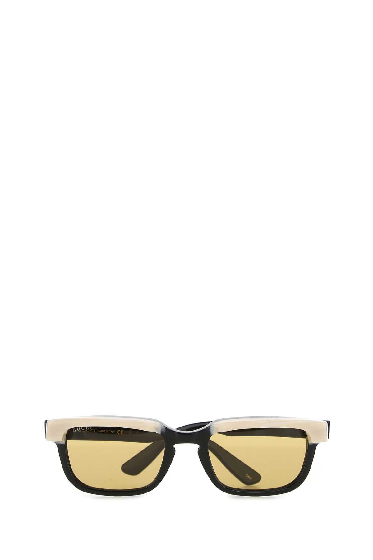 GUCCI Black Rectangular Acetate Sunglasses for Men