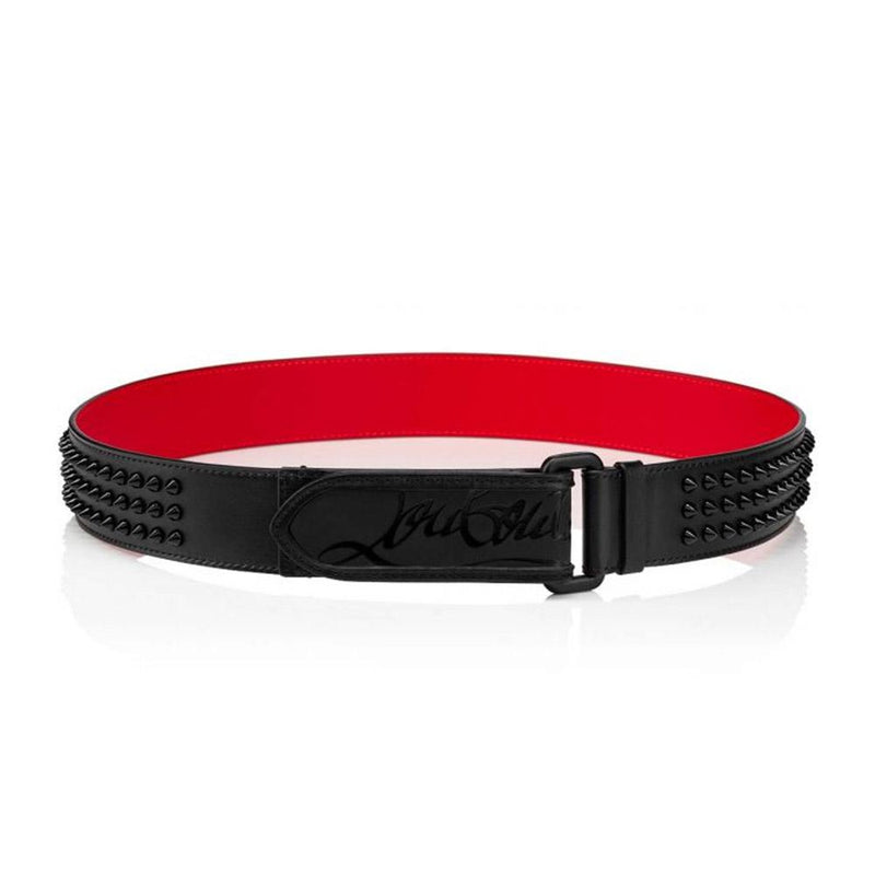 Christian Louboutin Loubispikes Black Leather Spike Belt