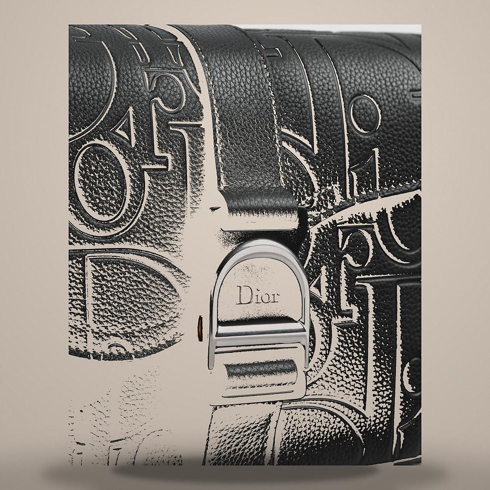 DIOR Saddle Heritage Flap Strap Bag Black Gravity Leather Cross 1ADPO478MLL H00N