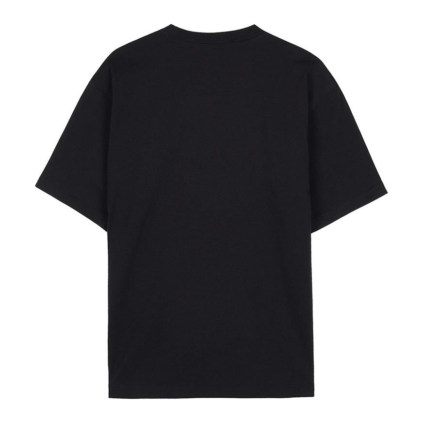 and wander Men’s Big Logo Short Sleeve T-Shirt Black Cotton 574698 4076