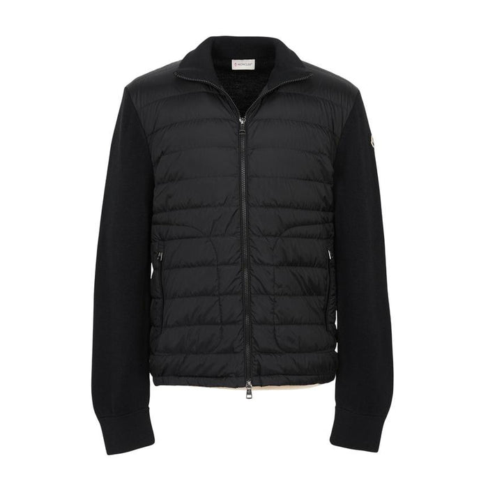 Moncler Men's Black Padded Knit Zip-Up Cardigan