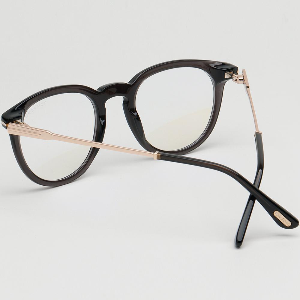 TOM FORD Blue Light Blocking Clear/Black Round Metal Combo Eyeglasse TF5905B 005