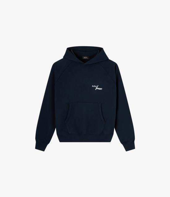 A.P.C. Women’s Logo Hoodie Pullover Sweatshirt M37018 IAK DARK NAVY DOM