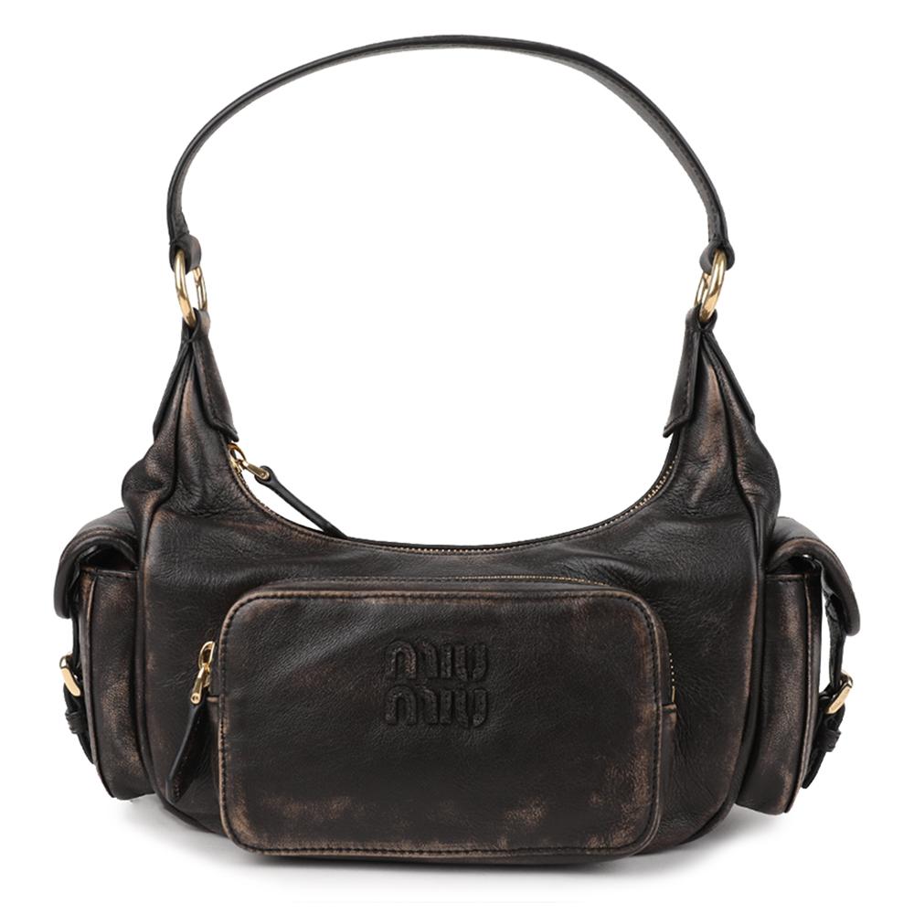 Miu Miu Nappa Leather Pocket Shoulder Bag 5BC188 AF8T F0201