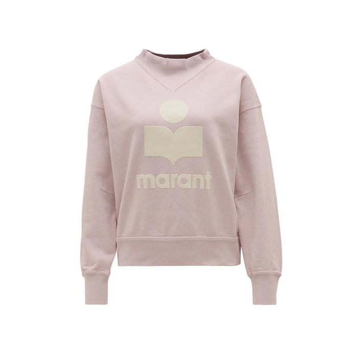 Isabel Marant Velvet Logo Crewneck Sweatshirt Light Pink Ecru