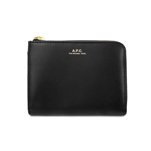 A.P.C. LISE Logo Zip Small Wallet Black Leather