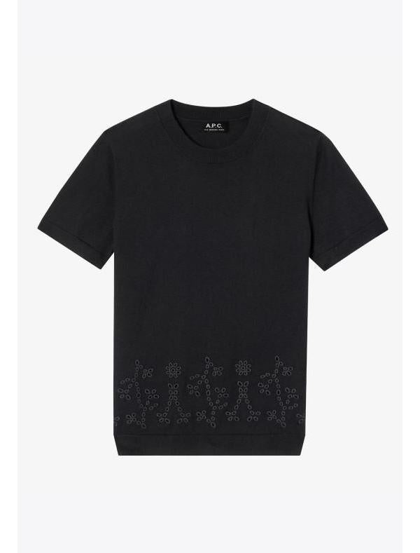 A.P.C. Alice Short-Sleeve Round Neck Knit Sweater Black