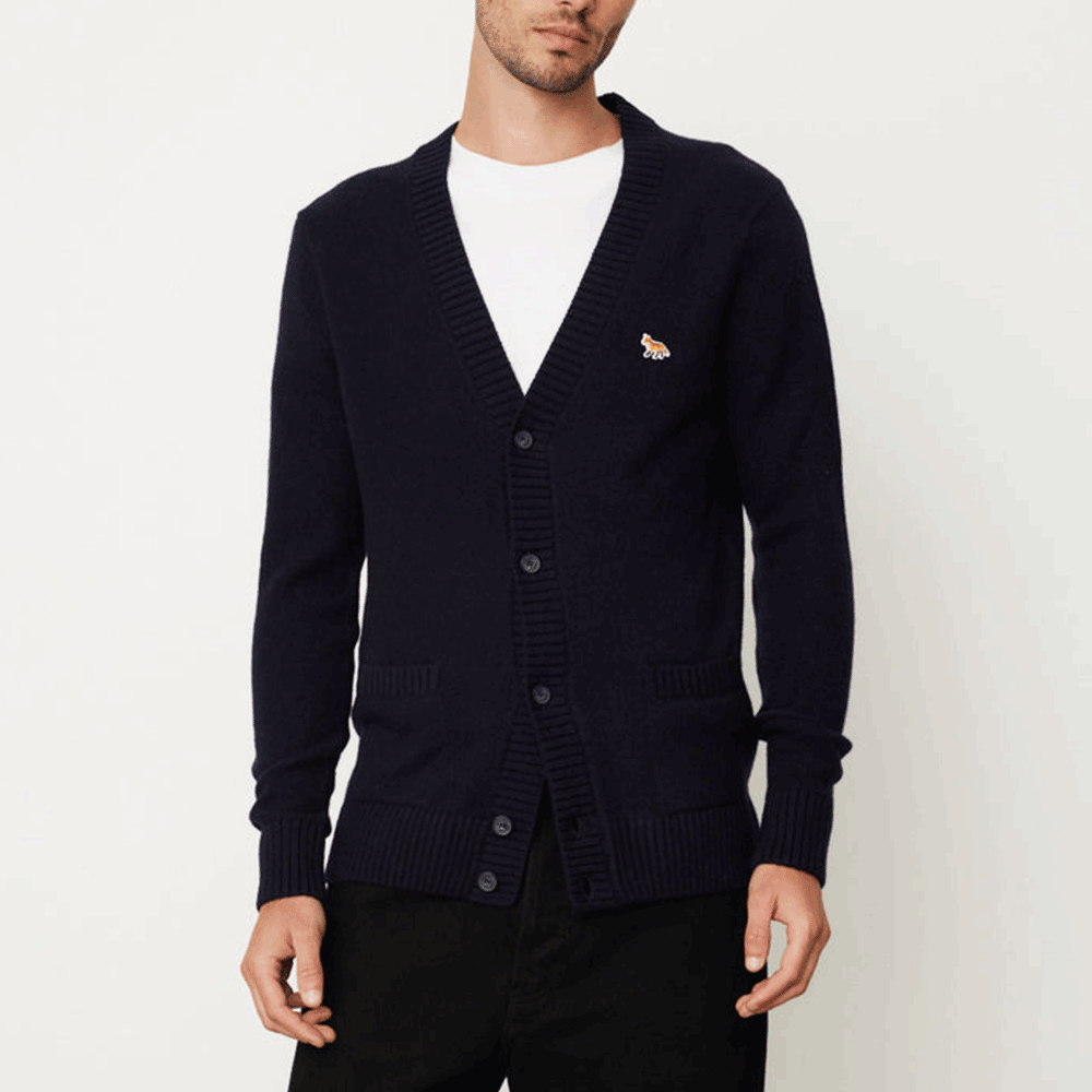 Maison Kitsune Baby Fox Cozy Knit Cardigan for Men HM00501KT1006 NA P480