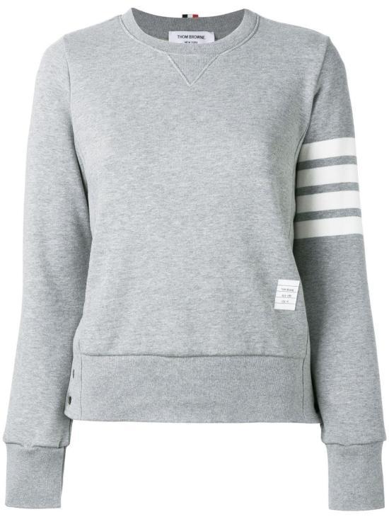 THOM BROWNE Loopback Jersey Knit 4-Bar Stripe Crewneck Sweatshirt