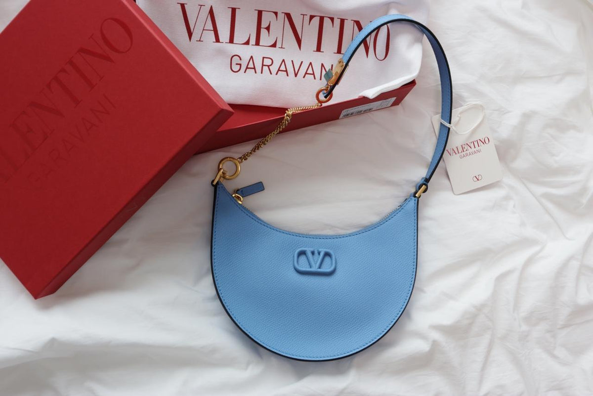 VALENTINO V Logo Mini Leather Shoulder Bag Blue 2W2P0W19 RQR