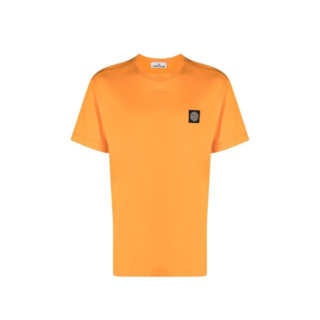 STONE ISLAND Logo Short Sleeve T-Shirt Orange Men