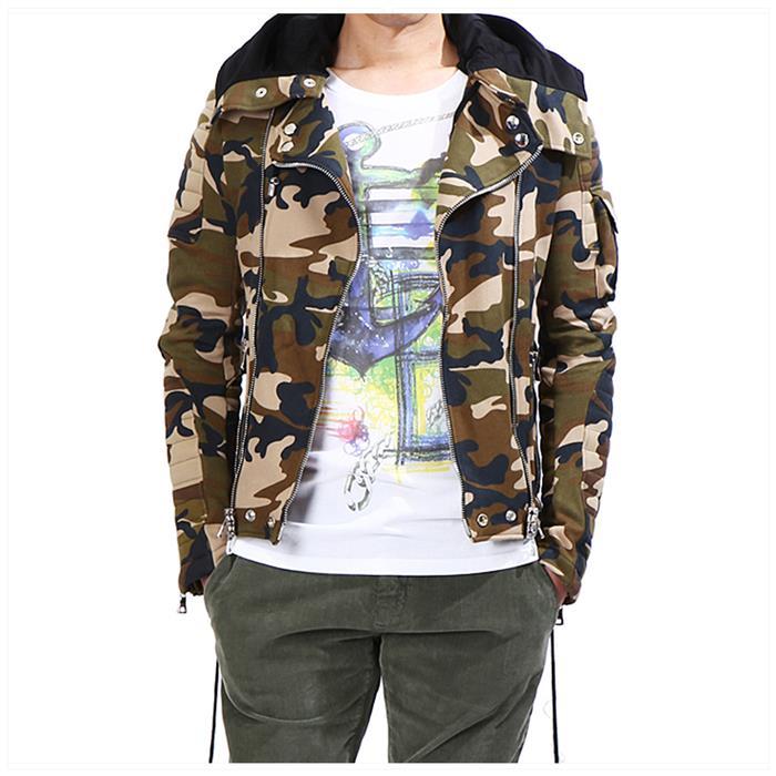 Balmain Camo Biker Hooded Jacket W4HJ294C670 187