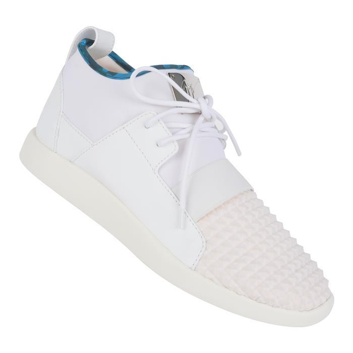 Giuseppe Zanotti Silver Metal Low-Top Sneakers RM80027 BIANCO