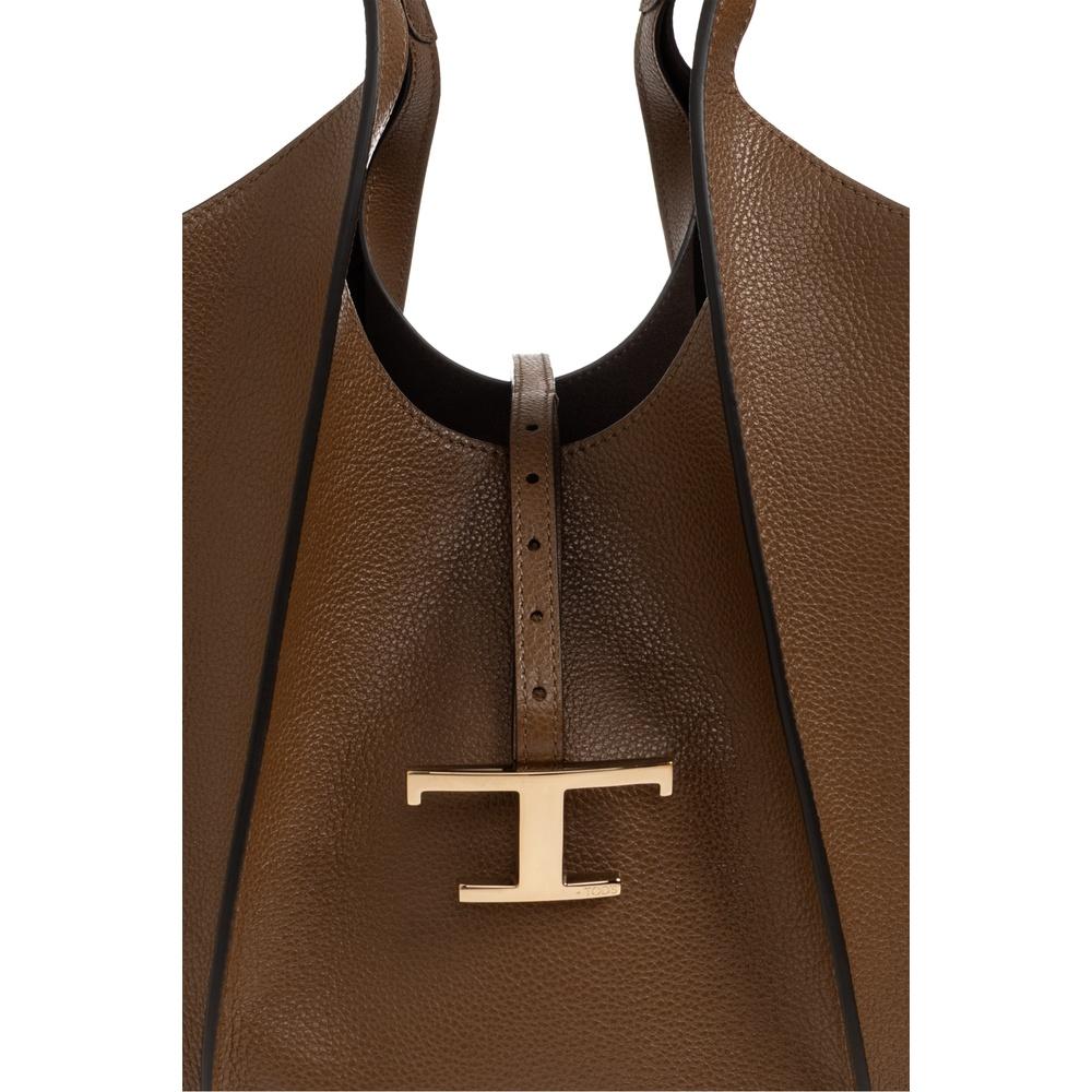 Tods T Timeless Medium Shopper Tote Bag Brown Leather