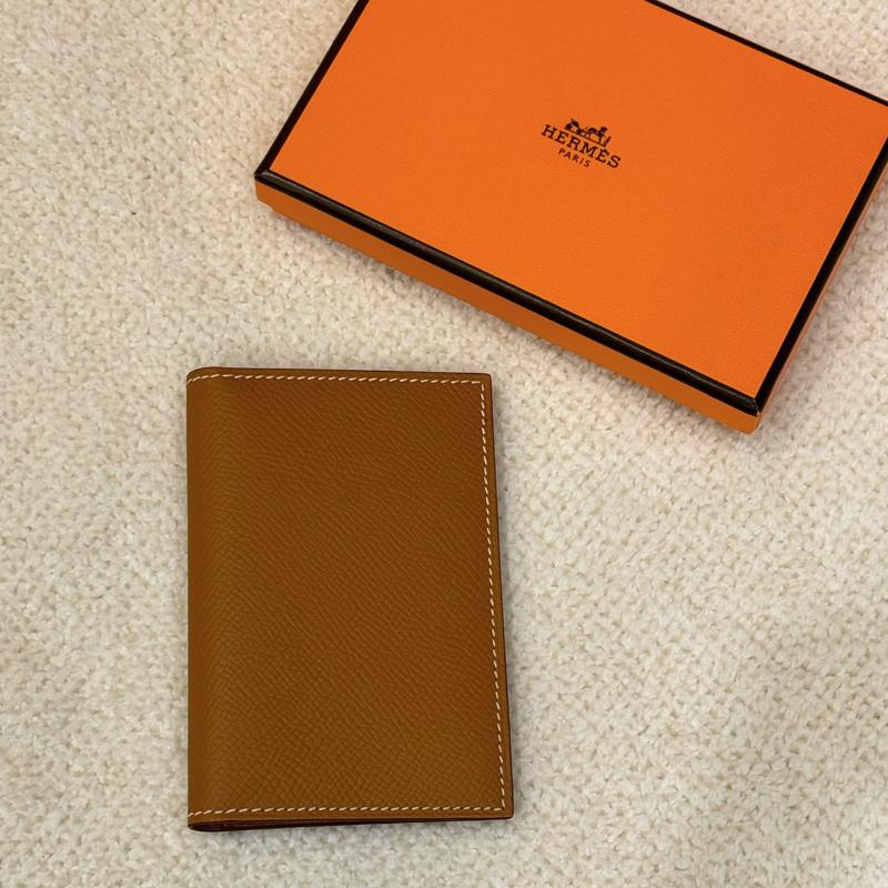 HERMES Epsom Leather Euclide MC2 Card Holder Wallet Gold Brown Unisex