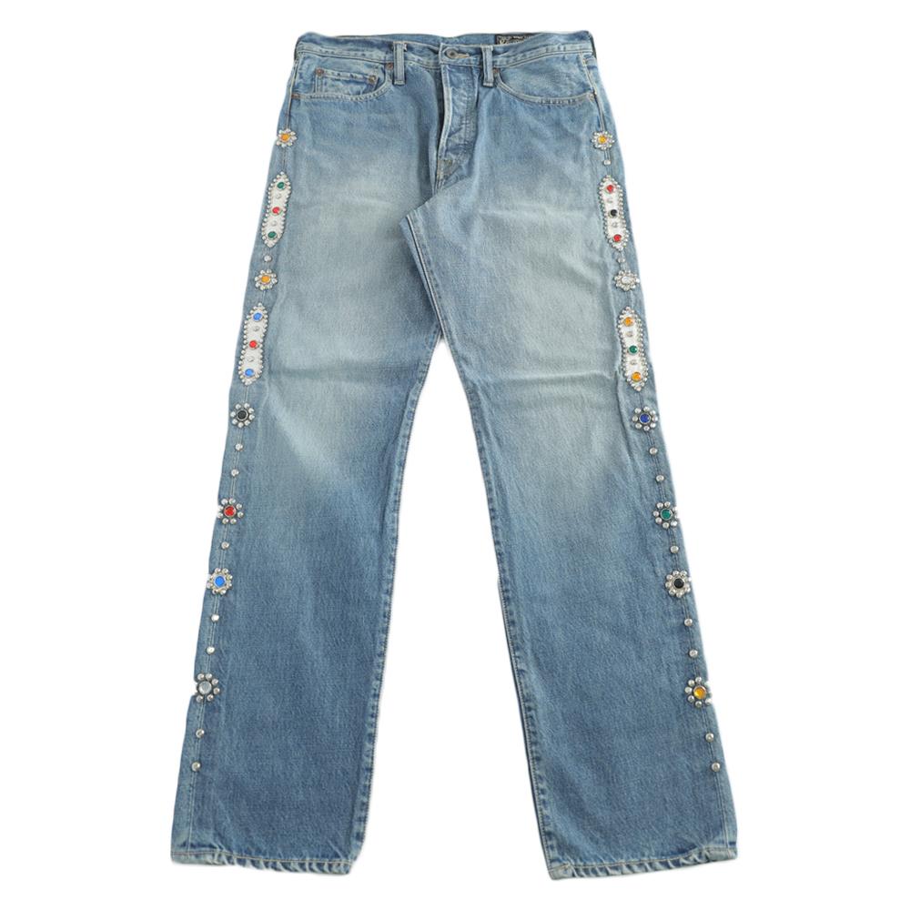 KAPITAL 14oz Monkey Cisco Gemstone Light Blue Denim Pants EK 1174LPA