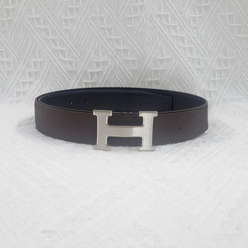 HERMES H Buckle Reversible Leather Belt 32mm Black/Chocolate Matte P H064544CB86