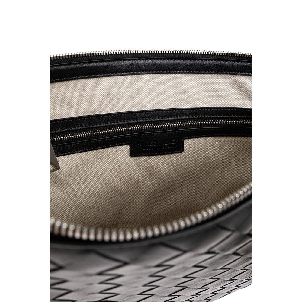 Bottega Veneta Intrecciato Black Leather Crossbody Bag for Men