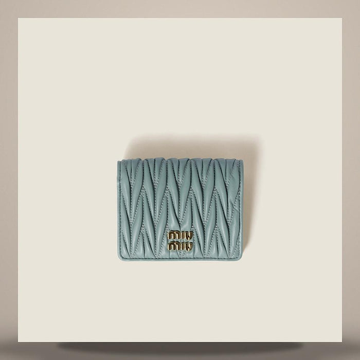 Miu Miu Matelassé Nappa Leather Bifold Card Holder Wallet