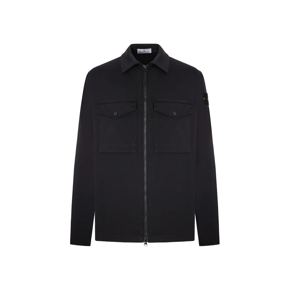 STONE ISLAND Black Stretch Overshirt Long Sleeve Shirt Men