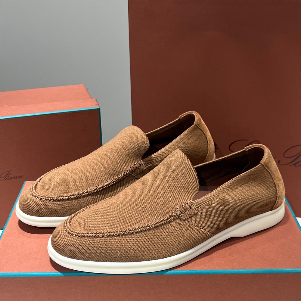 Loro Piana Brown Knitted Work Loafer Moccasins Men’s