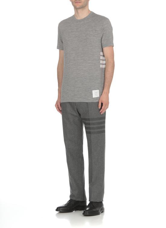 THOM BROWNE Short Sleeve T-Shirt Men’s White Cotton Cr MJS219AJ0084055 LGRAY DOM
