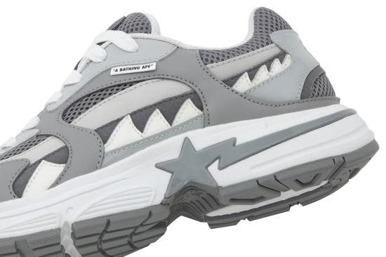 BAPE Leather Low-Top Sneakers for Men 001FWL801315MGRA GRAY DOM