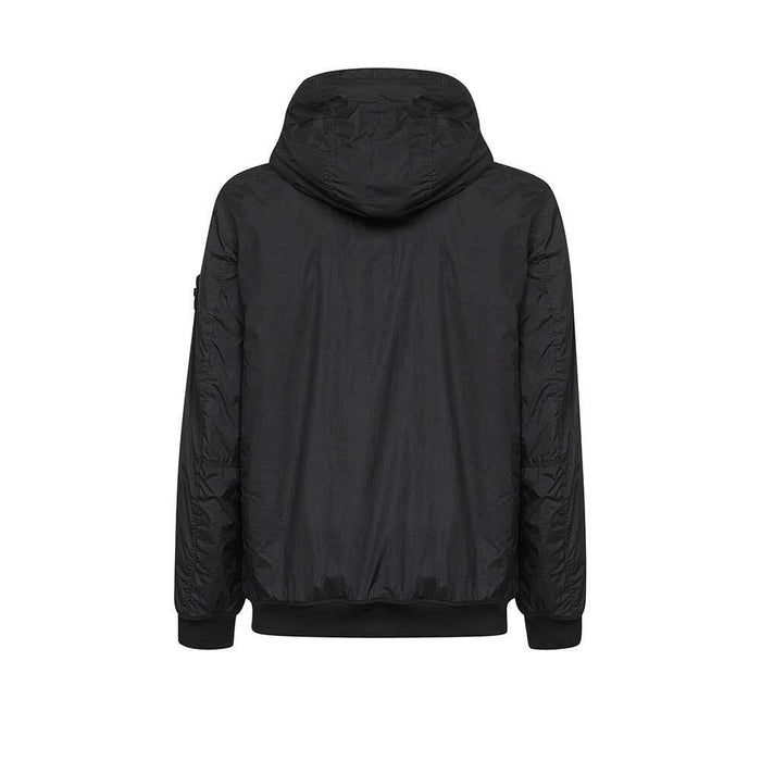 STONE ISLAND Black Crinkle Reps Hooded Windbreaker Jacket