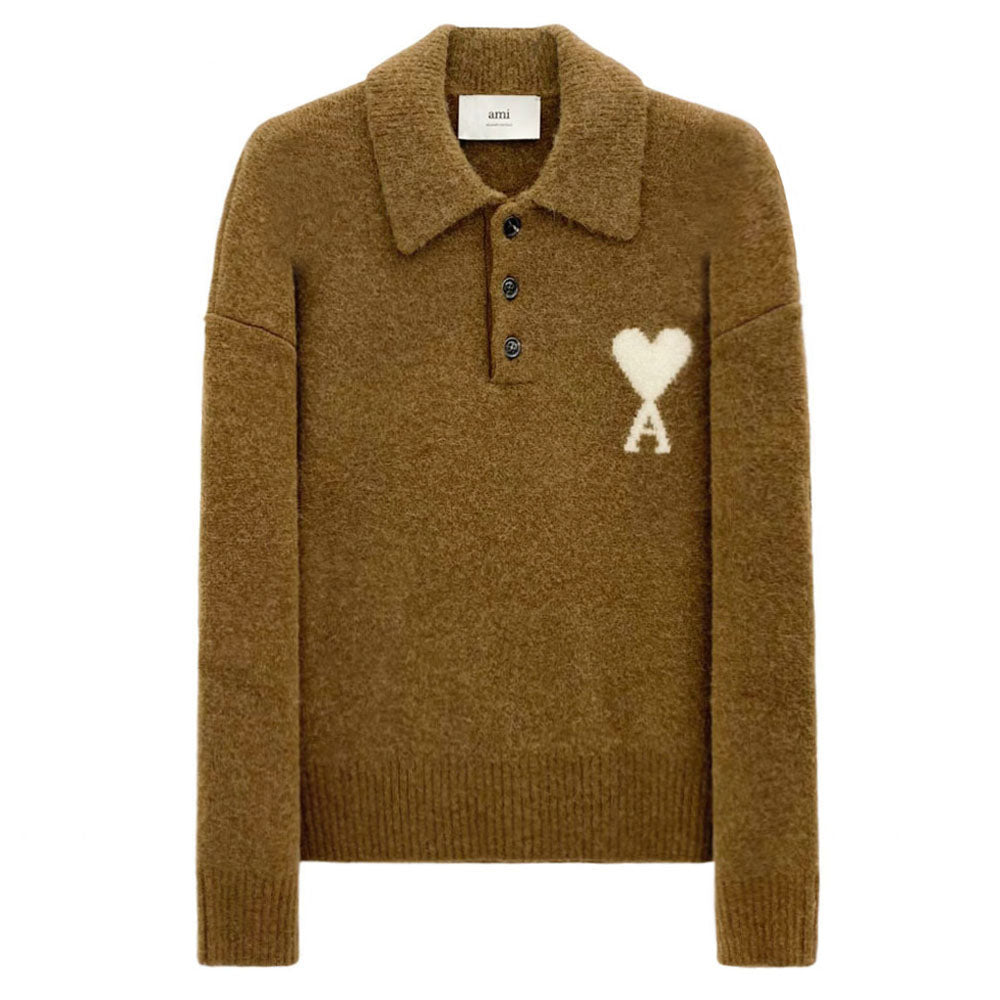 AMI Big Heart Collar Wool Crewneck Knit Sweater Unisex