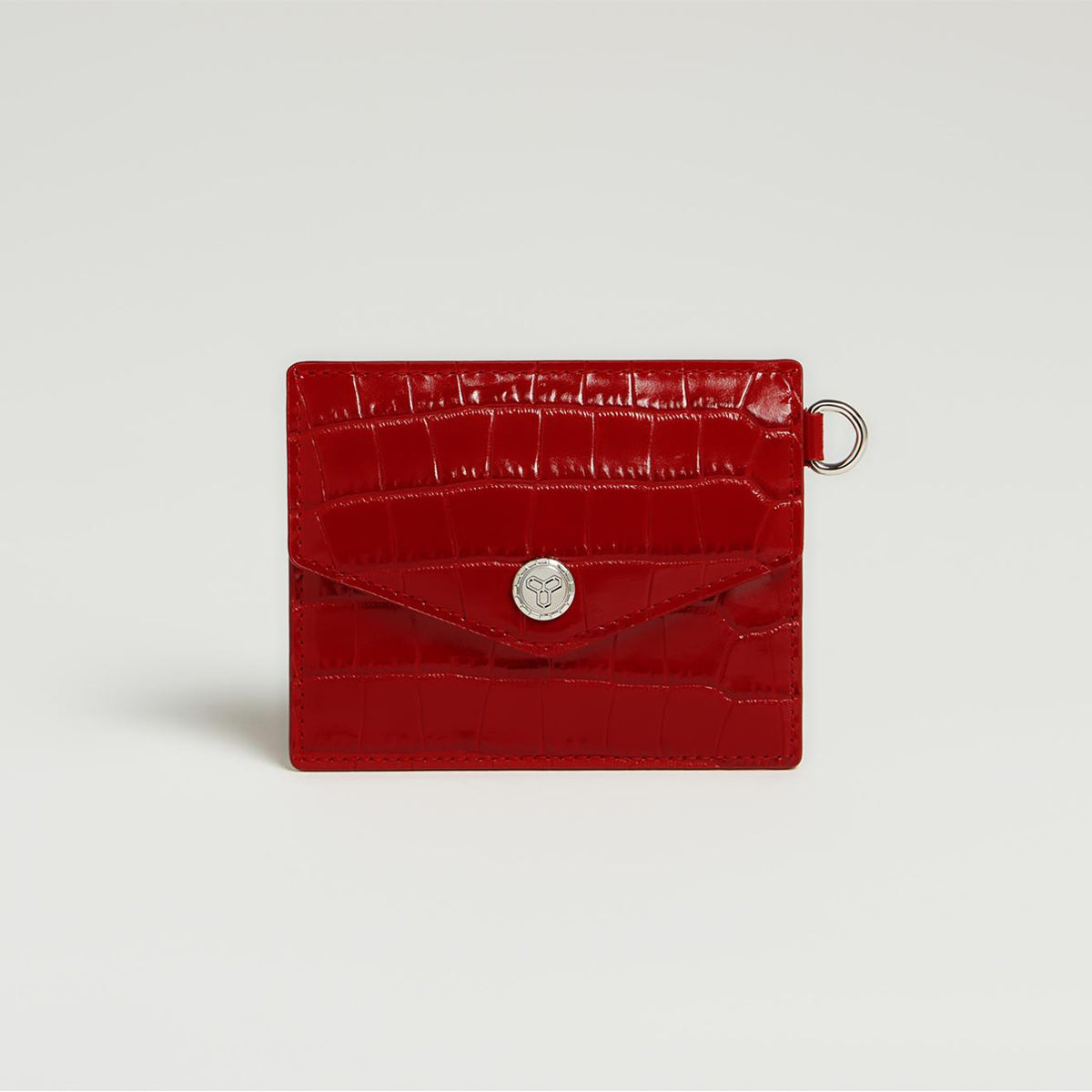 MOIETOII Croc Embossed Leather Card Holder Unisex Black