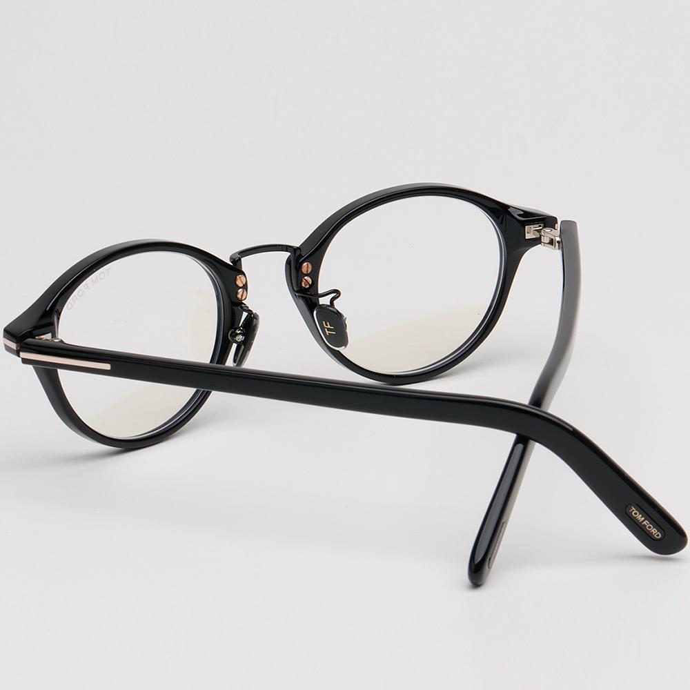 TOM FORD Round Acetate Blue Light Blocking Eyeglasses Asian Fit TF5920DB 001