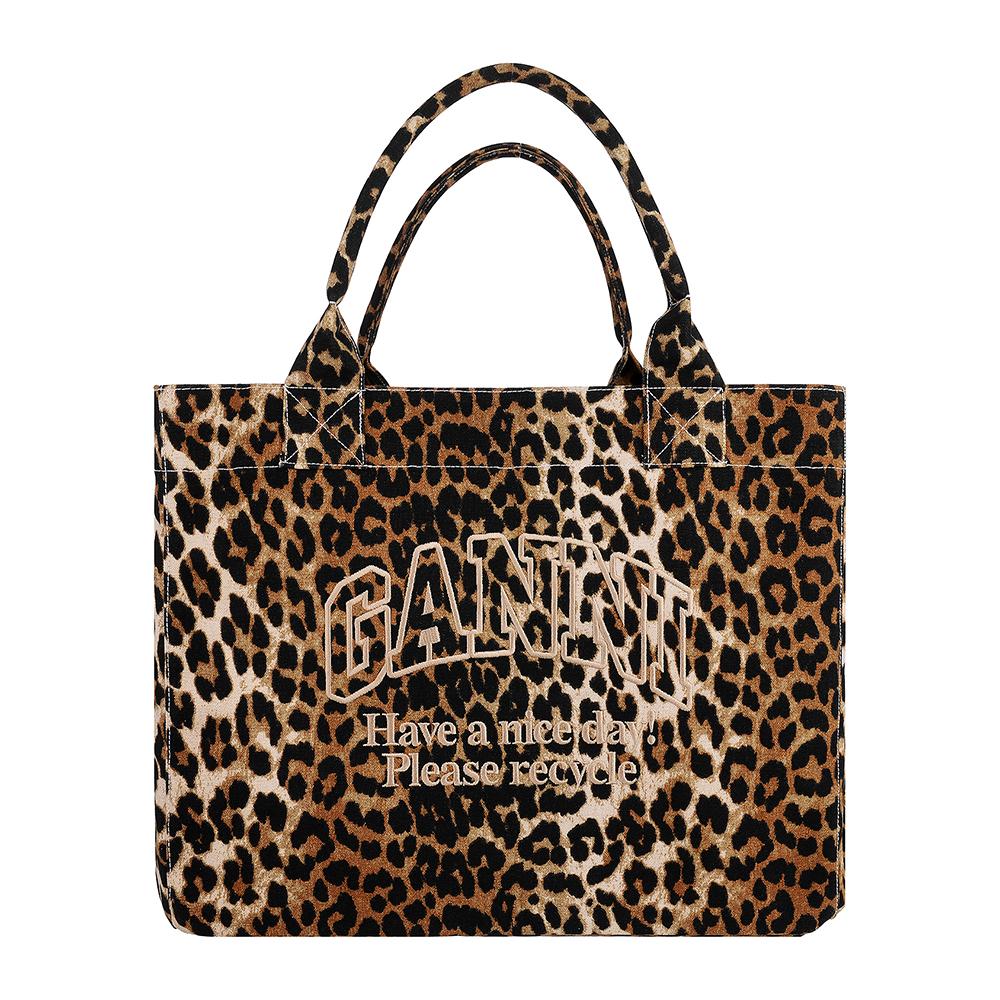 GANNI Leopard Print Easy XXL Women’s Tote Bag