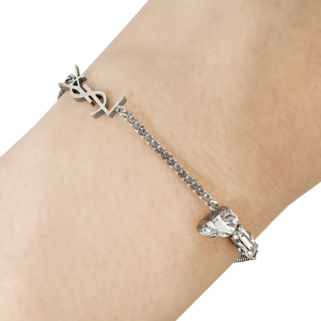 Saint Laurent Women’s YSL Monogram Opyum Rhinestone Bracelet