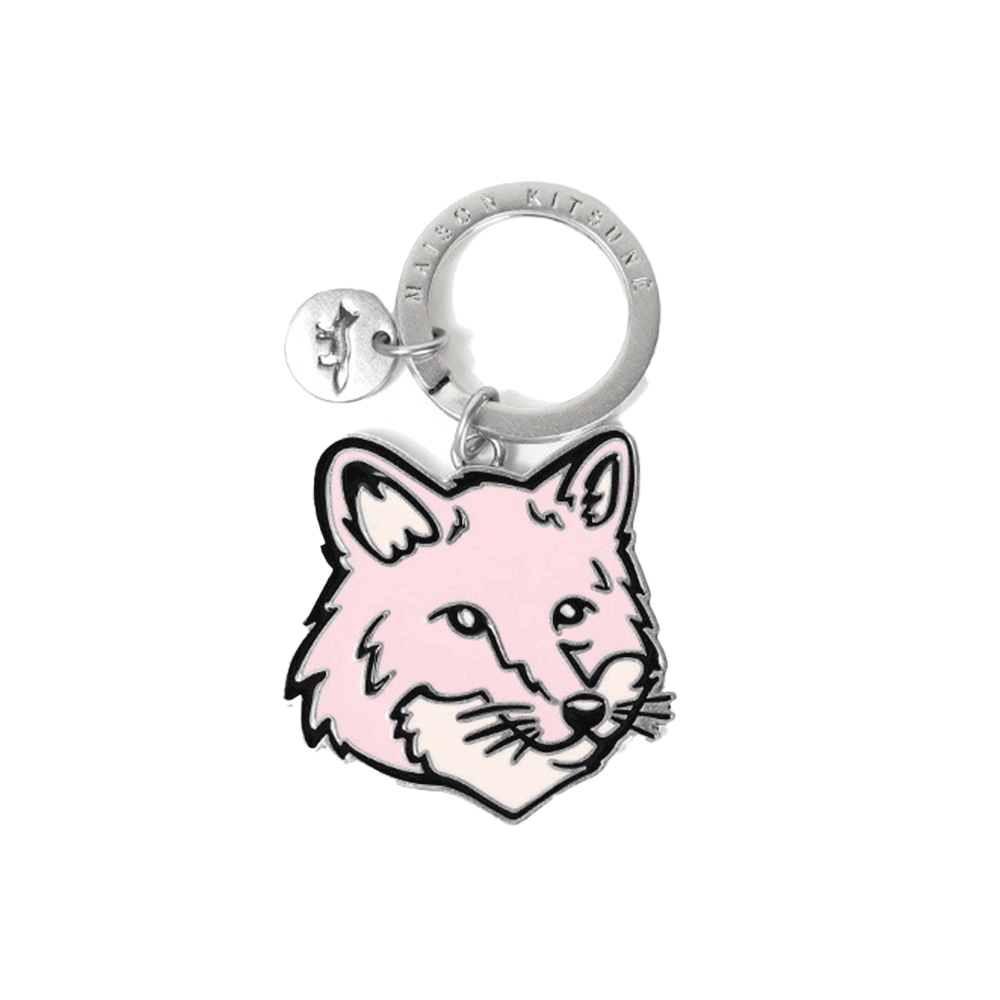 Maison Kitsune Metal Bold Fox Keyring Keychain Pink MM06904 AM1002 P616