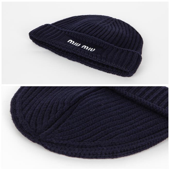 Miu Miu Embroidered Logo Wool Beanie 5HC375 2CSF F022X