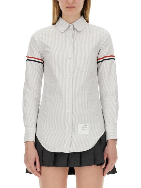 THOM BROWNE Classic Stripe Oxford Armband Round Collar Shirt