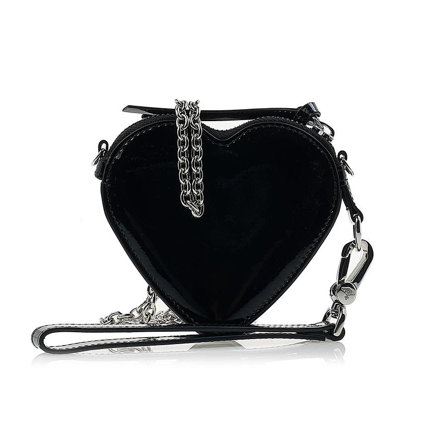 Vivienne Westwood Women’s Heart Wristlet Clutch Black Leather