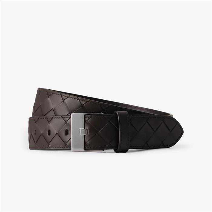 Bottega Veneta Intrecciato Leather Men's Belt Brown